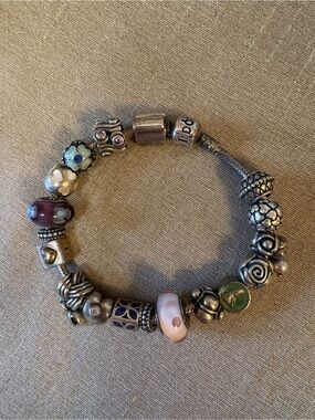Pandora Silver Bracelet with Pink and Purple Accents